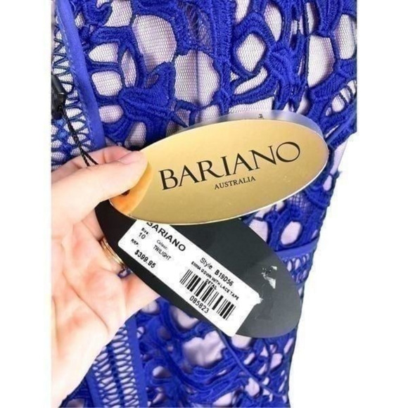 NWT Stunning Bariano Emma Gown in Twilight With Lace Tape Detail Size 10 - Picture 4 of 12